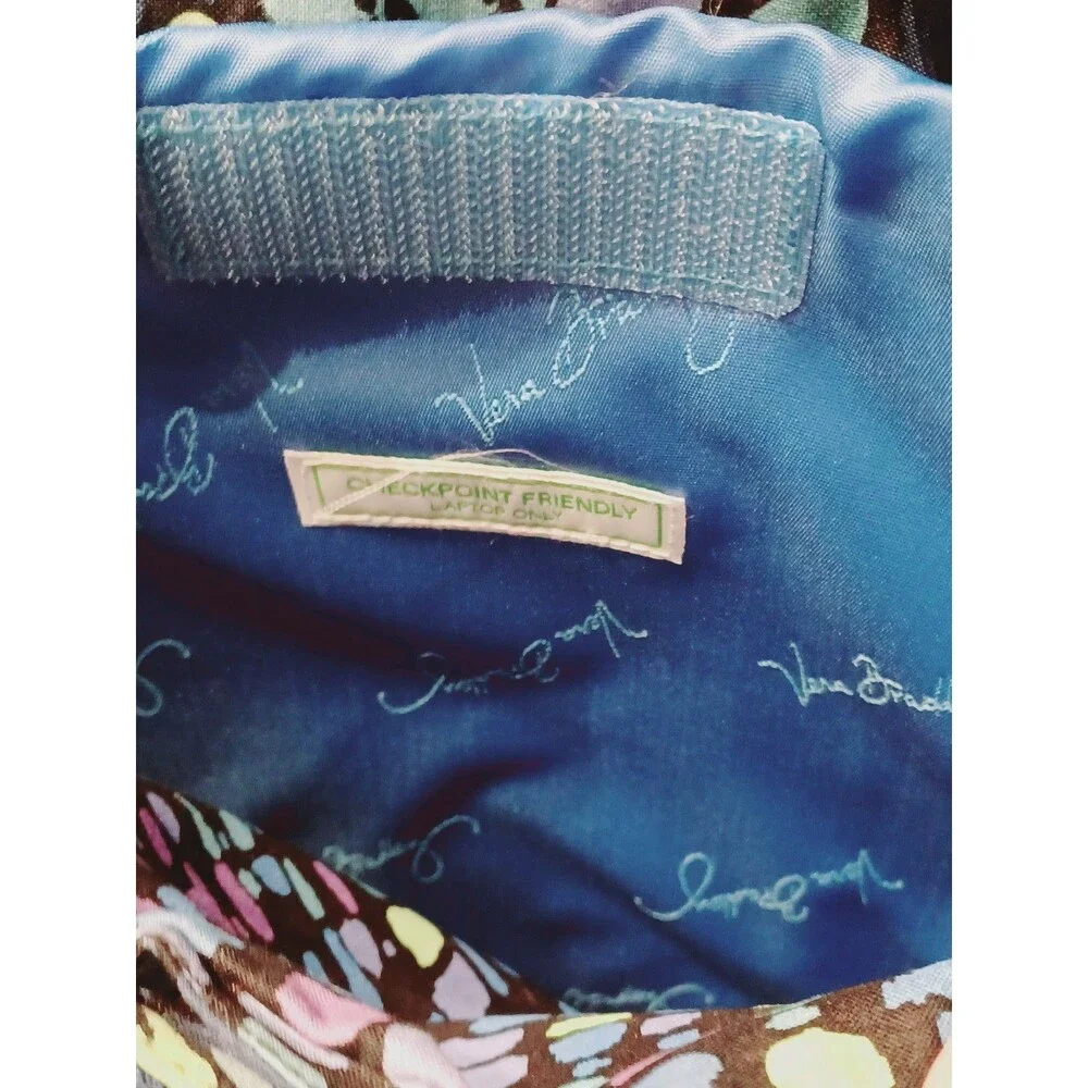 Vera Bradley Padded Laptop Travel Tote Shoulder Bag Indigo Pop Floral Print